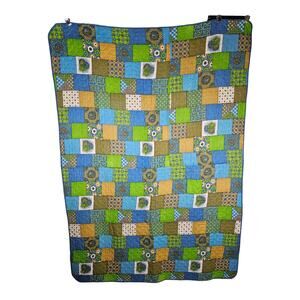 Quilted Throw Blanket 70 x 50 Blues Browns Greens‎ EUC